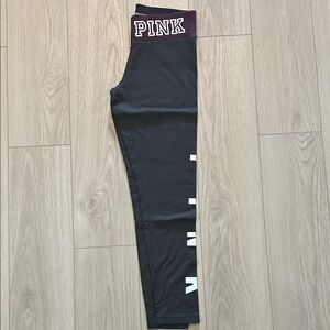 PINK Victoria's Secret Black and Maroon Leggings